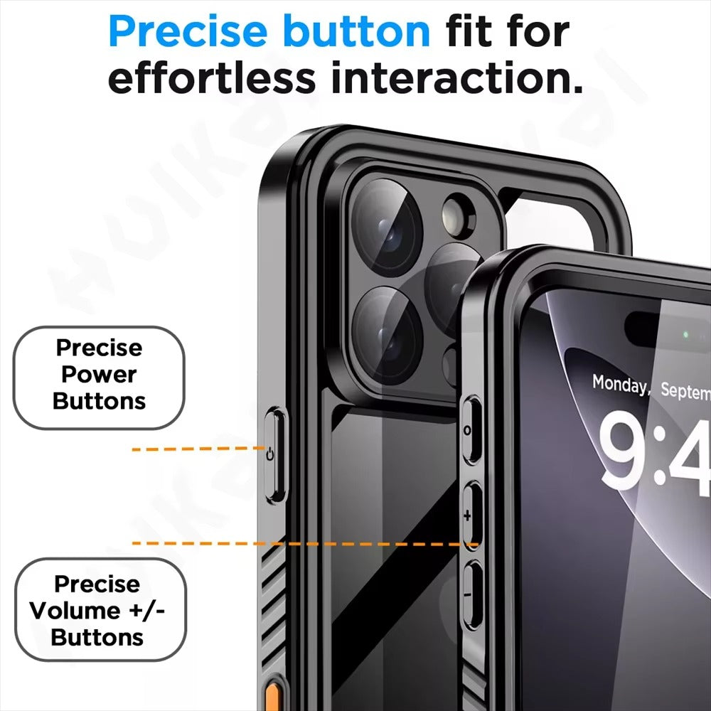 Luxury Apple iPhone Case MagSafe Compatible, Camera Lens & Screen Protection, Ultra Thin Shockproof Magnetic Full All Around Protection Cover with IP68 Metal Underwater Design