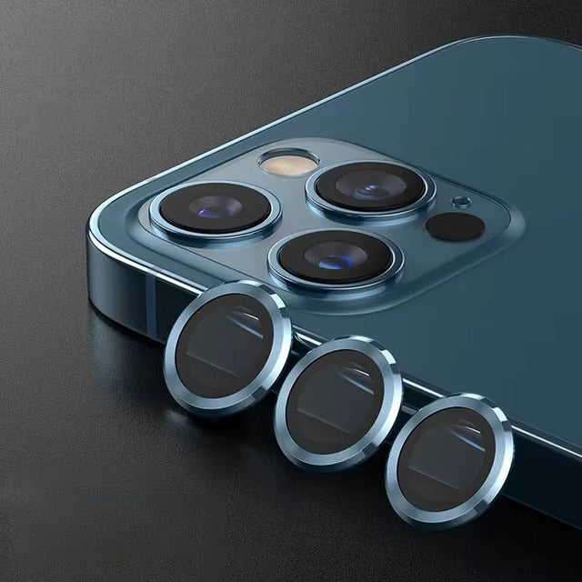 Luxury Metal Camera Lens Protector for iPhone – Diamond Edging, 9H Corning Glass, Anti-Scratch, Shockproof, Ultra HD Transparent Lens Cover Ring