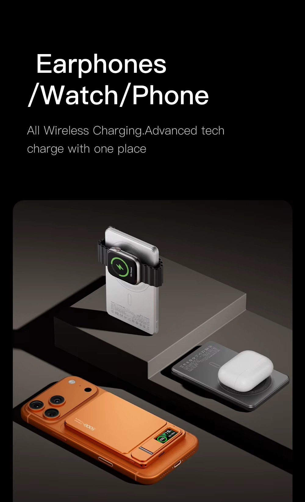 Premium Magnetic Wireless Power Bank 10000mAh – 20W Fast Charging Portable Battery with MagSafe Compatible Magnetic Charging, Digital Display and Phone Stand