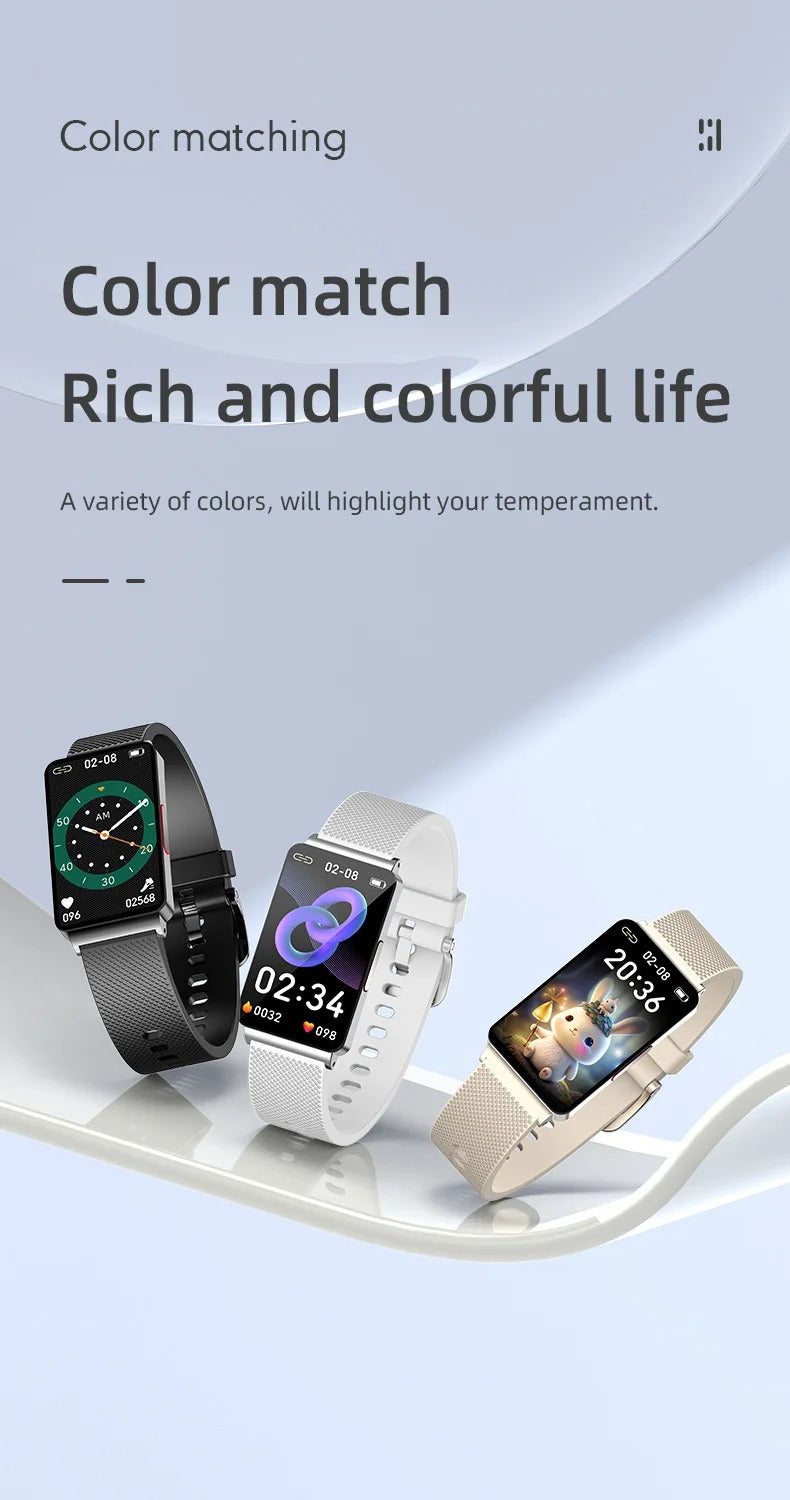 Premium Non-Invasive Blood Glucose Smartwatch – ECG, Heart Rate, Blood Pressure, Oxygen & Temperature Monitor, Waterproof Fitness Tracker with Touchscreen