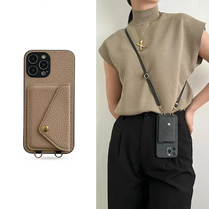 Premium Apple iPhone Case, MagSafe Compatible, Camera Lens & Screen Protection, Ultra Thin, Shockproof, Magnetic Full All Around Cover – Leather Crossbody Wallet with Card Holder Strap