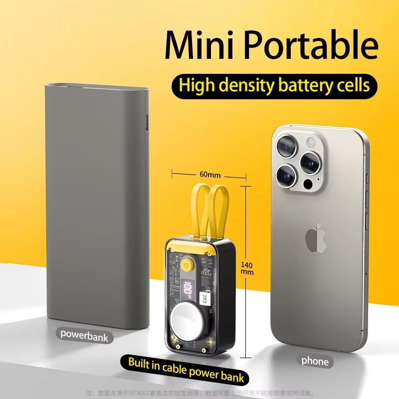 Premium, 10000mAh Wireless Power Bank with Built-in Cable – PD 20W Fast Charging Battery Source for Apple Watch S1–S9, iPad Air