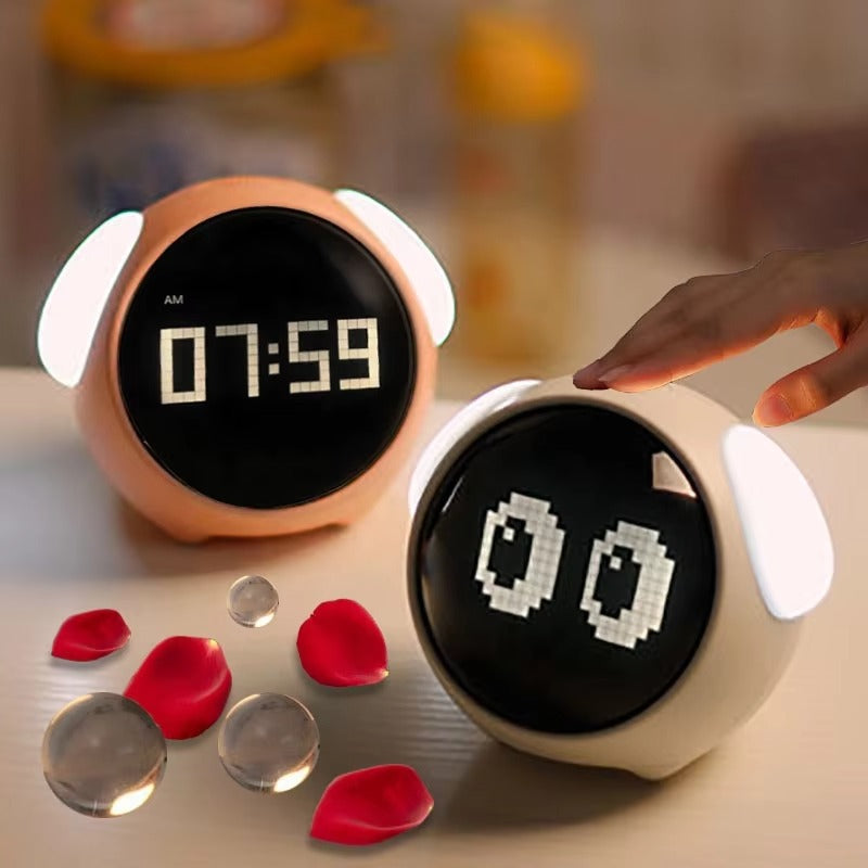 Luxury LED Digital Alarm Clock – Multifunction Voice Control Night Light with Snooze, Temperature Display, Dual Alarms, Music, Modern Home Design