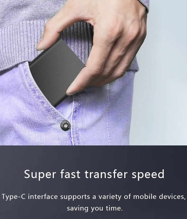 High-Speed External SSD 1TB 2TB – Portable USB 3.1 Solid State Drive, Ultra Slim, Shockproof, Waterproof, Type-C & USB Compatible for Mac/Windows PCs