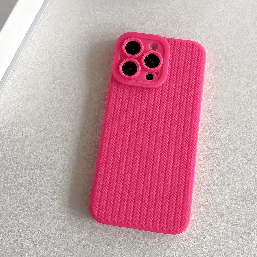 Luxury Apple iPhone Case, MagSafe Compatible, Camera Lens & Screen Protection, Ultra Thin, Shockproof, Magnetic Full All Around Cover – Woven Pattern Soft Silicone Case with Solid Color Stylish Design