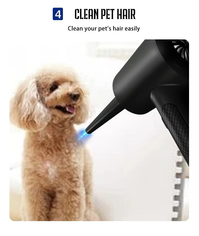 Powerful, Cordless, Compressed Air Duster for Computer, Air Blower with LED Light, for PC, Keyboard, Crumbs, Laptop, Car, Cleaning, Reusable, Portable