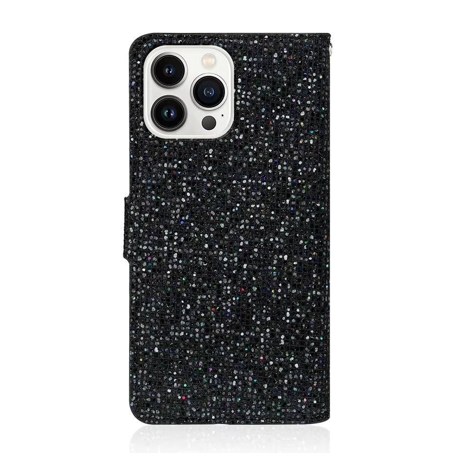 Luxury Apple iPhone Case, MagSafe Compatible, Camera Lens and Screen Protection, Ultra Thin, Shockproof, Magnetic, Full All Around Protection, Glitter Wallet Strap Cover