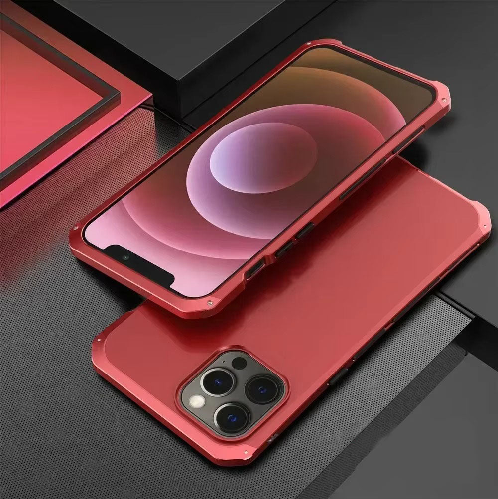 Robust Apple iPhone Case, MagSafe Compatible, Camera Lens & Screen Protection, Ultra Thin, Shockproof, Magnetic Full All Around Cover – Shockproof Metal Armor Case with Aluminum + PC Shell for Rugged Durability