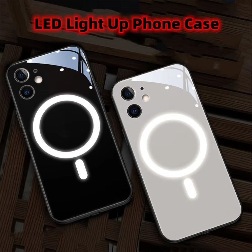 Premium Apple iPhone Case, MagSafe Compatible, Camera Lens and Screen Protection, Ultra Thin, Shockproof, Magnetic, Full All Around Protection, LED Call Flash Glass Cover