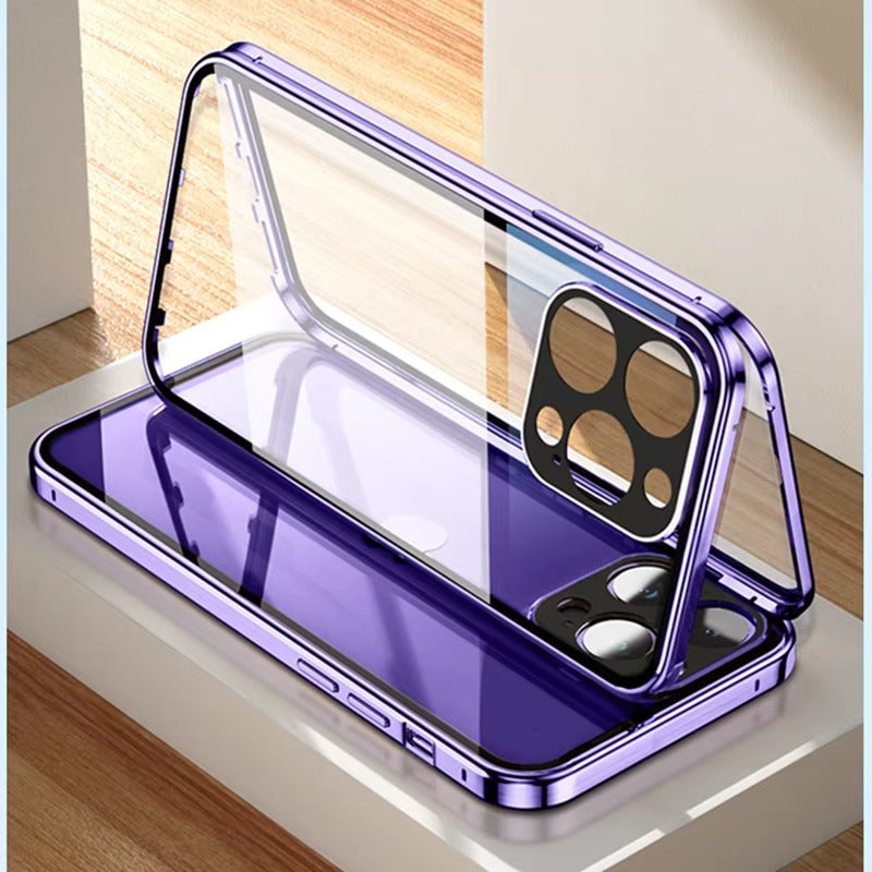 Premium Apple iPhone Case MagSafe Compatible, Camera Lens & Screen Protection, Cover with 360 Metal Glass Bumper
