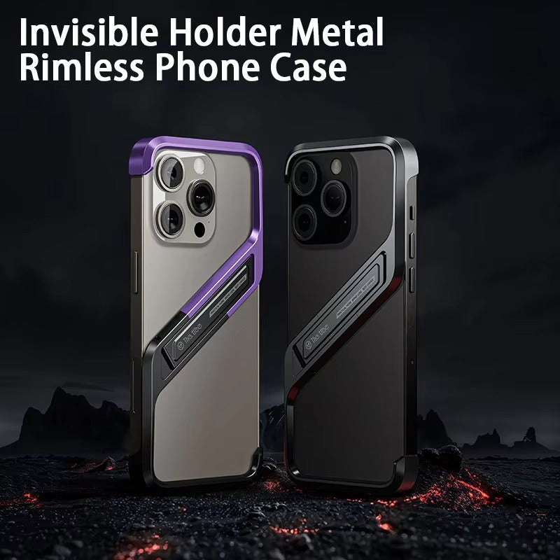 Premium Apple iPhone Case, MagSafe Compatible, Camera Lens & Screen Protection, Ultra Thin, Shockproof, Magnetic Full All Around Cover – Rimless Aluminum S-Type Case with Invisible Stand & Heat Dissipation Shell