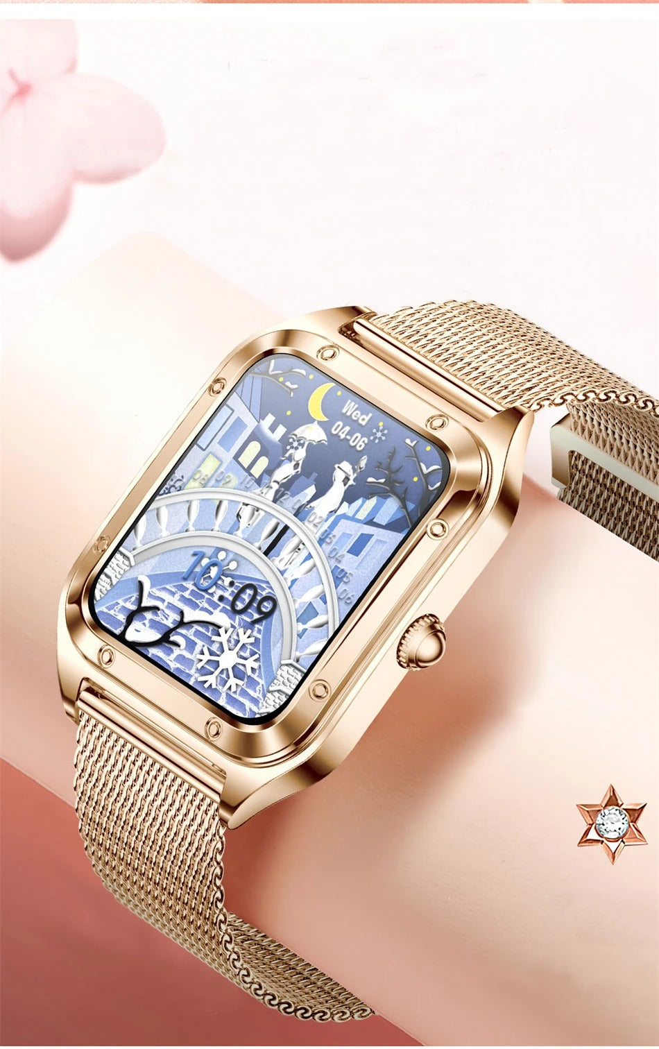 Luxury Women’s Smartwatch for iPhone – Bluetooth Call Fitness Tracker with Blood Pressure Monitor, Waterproof Sport Mode
