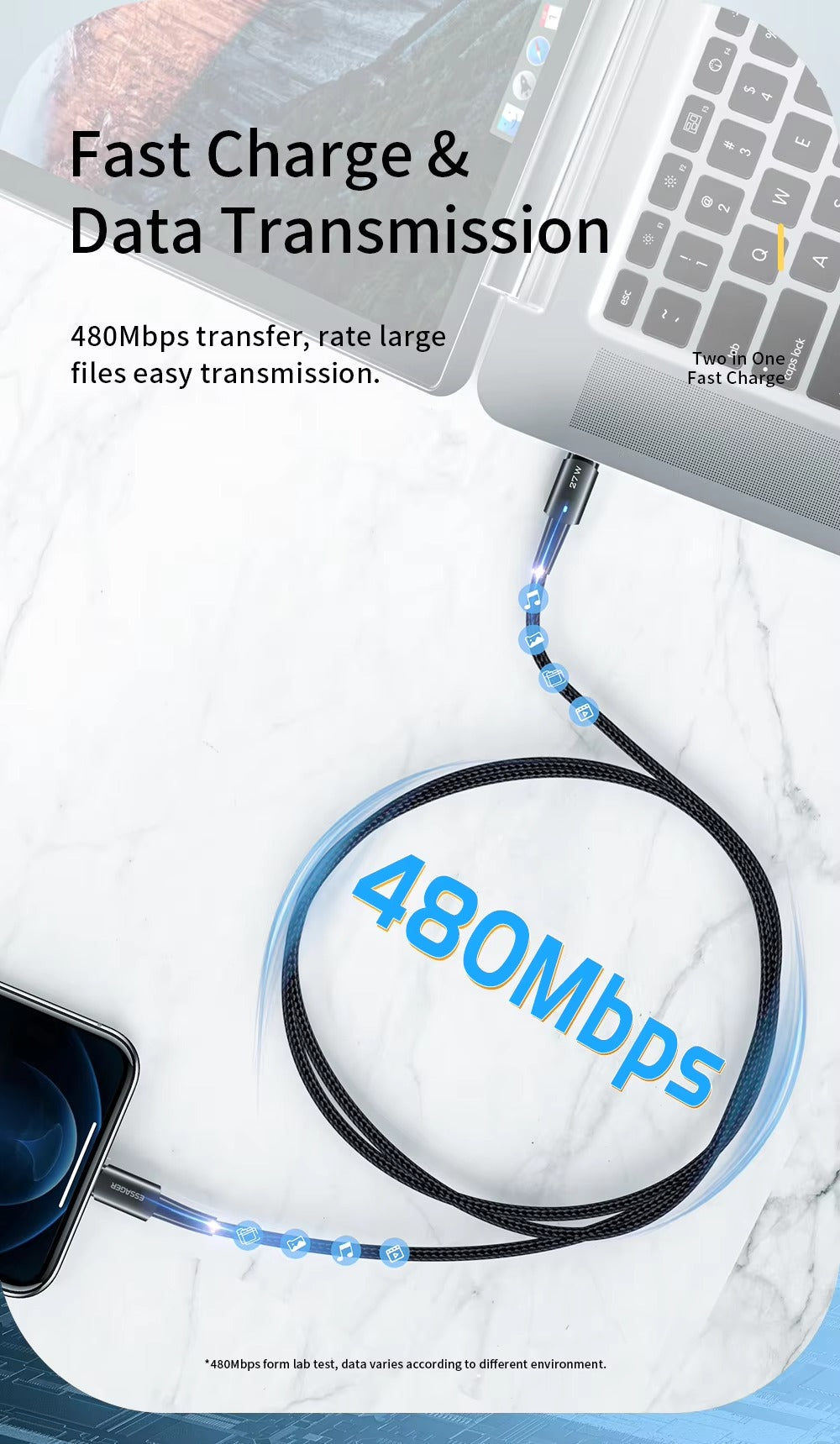 Premium, USB-C to Lightning Cable – 20W Fast Charging Wire for iPhone, iPad, MacBook, Type-C to Lightning Data Cable