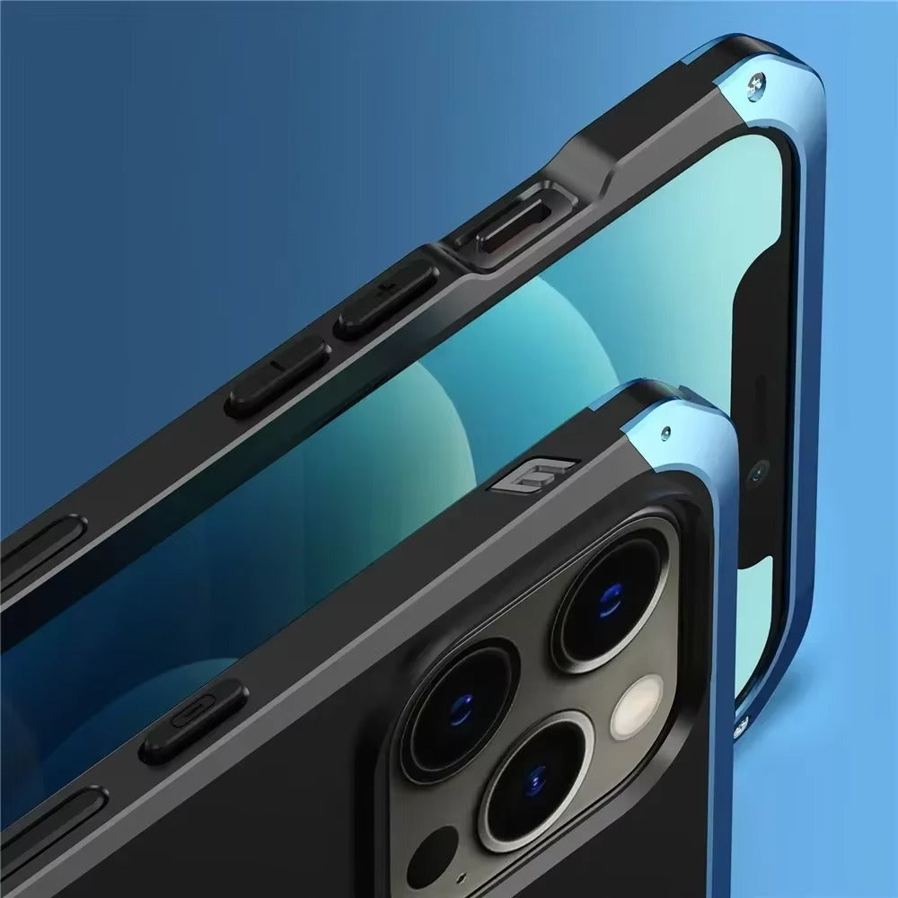 Robust Apple iPhone Case, MagSafe Compatible, Camera Lens & Screen Protection, Ultra Thin, Shockproof, Magnetic Full All Around Cover – Shockproof Metal Armor Case with Aluminum + PC Shell for Rugged Durability