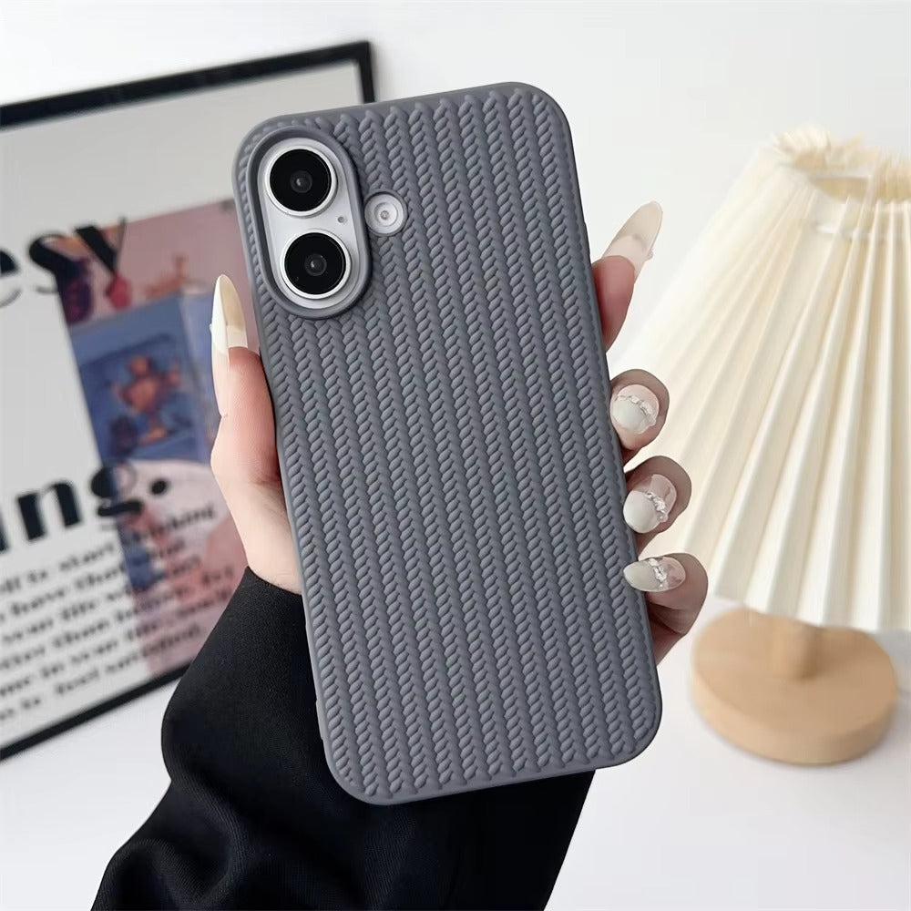 Luxury Apple iPhone Case, MagSafe Compatible, Camera Lens & Screen Protection, Ultra Thin, Shockproof, Magnetic Full All Around Cover – Woven Pattern Soft Silicone Case with Solid Color Stylish Design