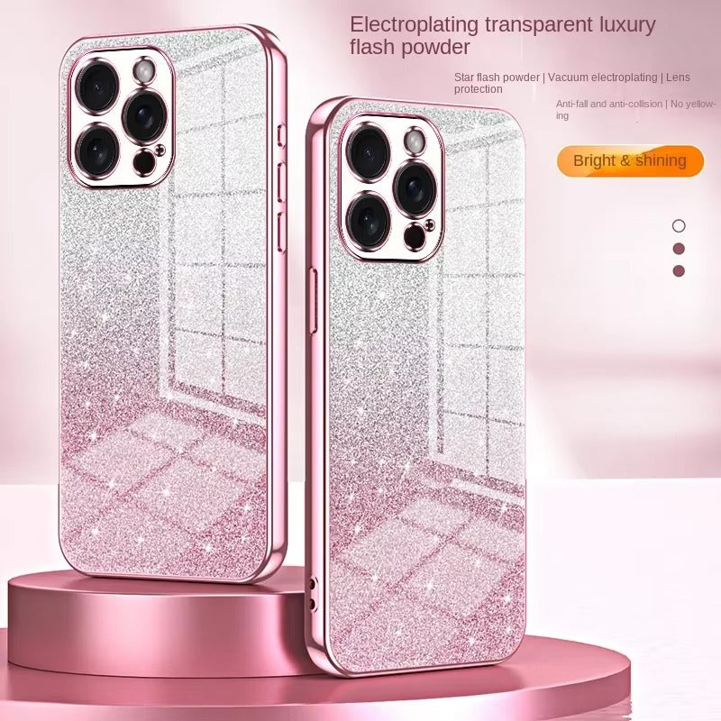 Luxury Apple iPhone Case, MagSafe Compatible, Camera Lens & Screen Protection, Ultra Thin, Shockproof, Magnetic Full All Around Cover – Electroplated Glitter Soft TPU Case with Shockproof Back Protection