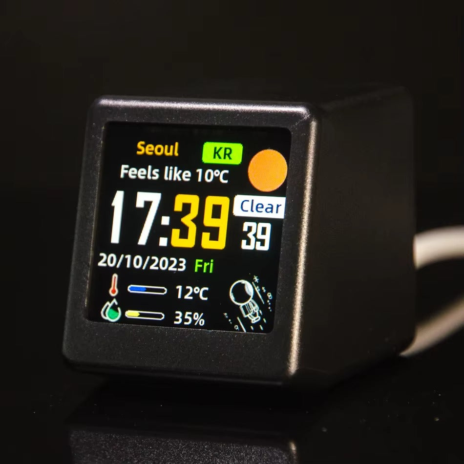 Premium Creative Smart WiFi Desktop Clock for iPhone –Mini Weather Display with Cute Animations, Electronic Photo Frame