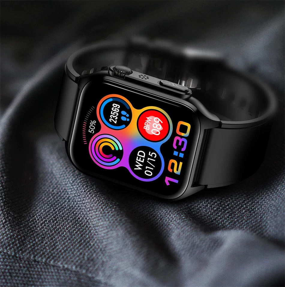 Premium Health Smartwatch for iPhone – Non-Invasive Blood Glucose Monitor with ECG+PPG, AI Voice Assistant, Bluetooth Calling