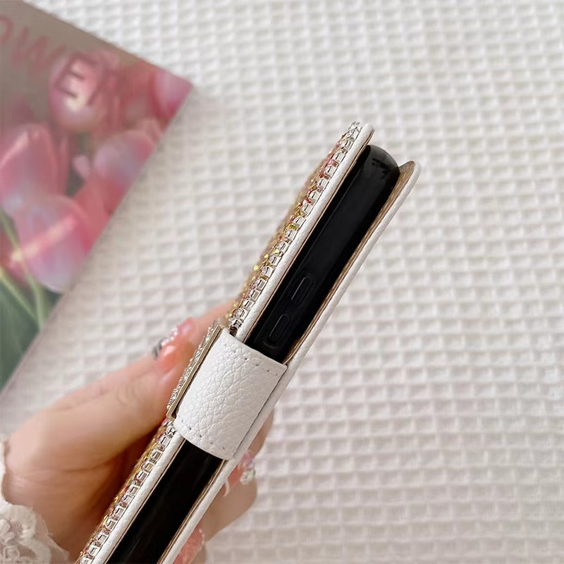 Luxury Apple iPhone Case, MagSafe Compatible, Camera Lens and Screen Protection, Ultra Thin, Shockproof, Magnetic, Full All Around Protection, Glitter Leather Wallet Cover