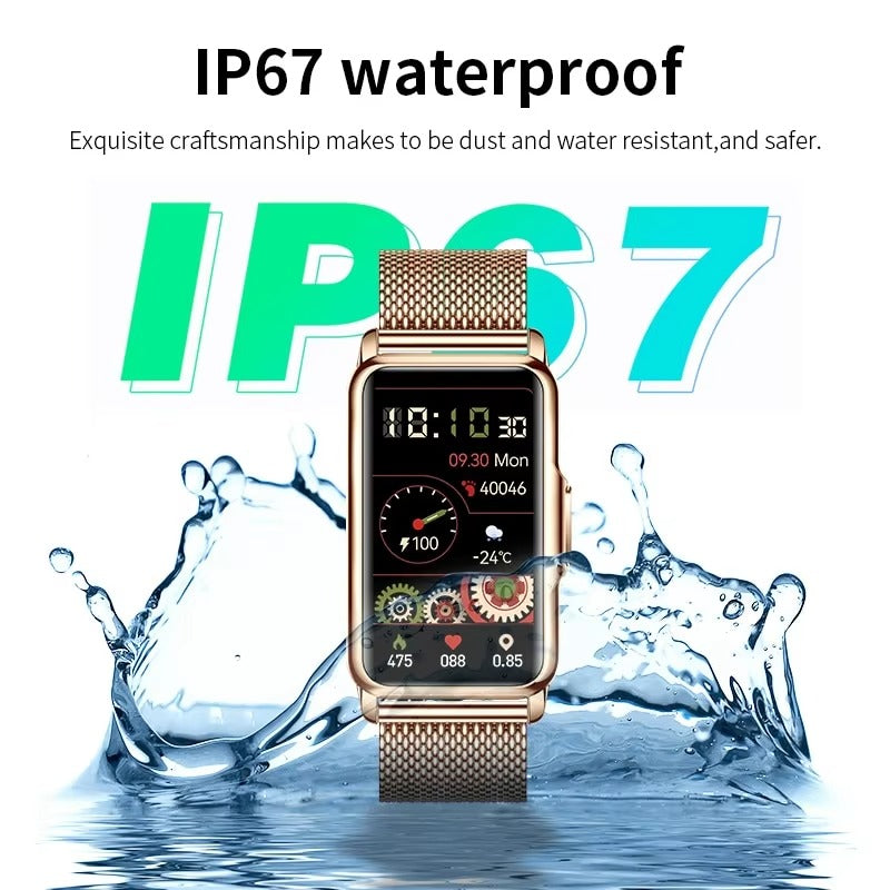 Luxury Smartwatch for Women with Bluetooth Calling – Full Touchscreen Fitness Tracker for iPhone, IP67 Waterproof, Heart Rate