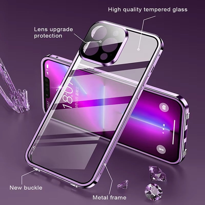 Luxury Apple iPhone Case Compatible, Camera Lens & Screen Protection, Ultra Thin Magnetic Full All Around Protection Cover