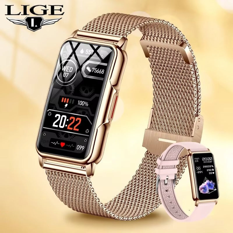 Luxury Smartwatch for Women with Bluetooth Calling – Full Touchscreen Fitness Tracker for iPhone, IP67 Waterproof, Heart Rate