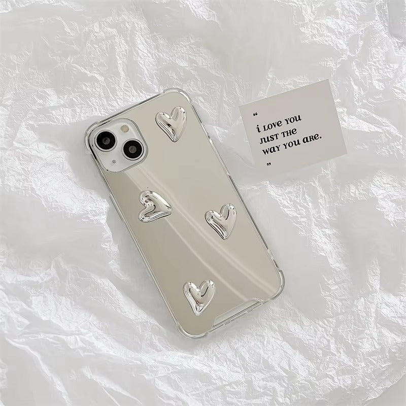Luxury Apple iPhone Case, MagSafe Compatible, Camera Lens and Screen Protection, Ultra Thin, Shockproof, Magnetic, Full All Around Protection, Bow Heart Mirror Cover