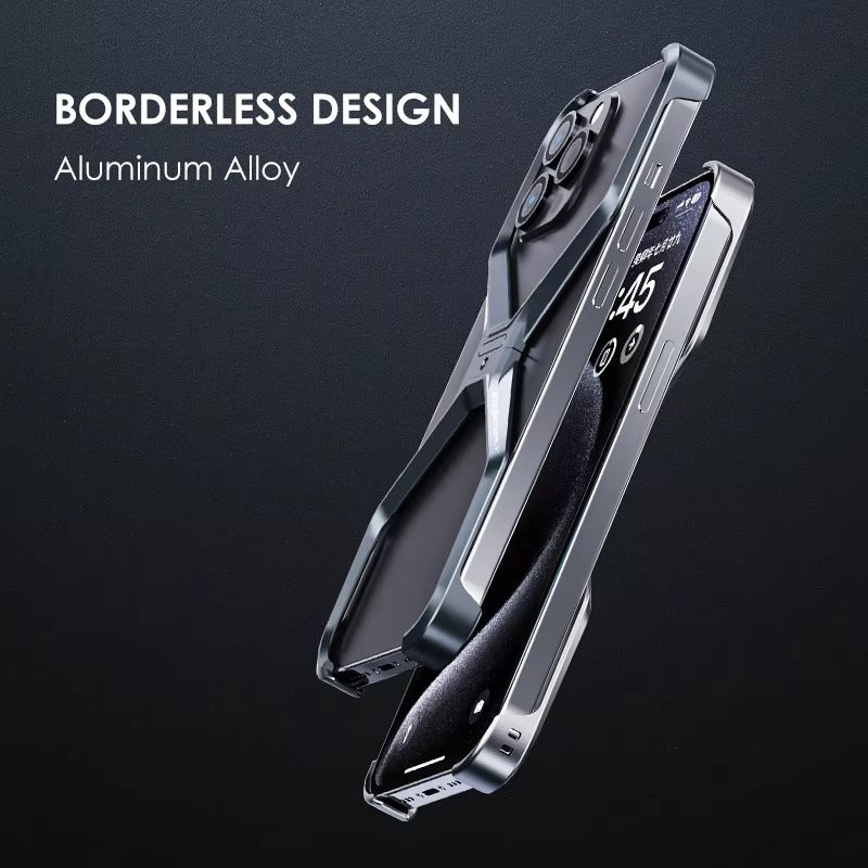 Luxury Apple iPhone Case, MagSafe Compatible, Camera Lens & Screen Protection, Ultra Thin, Shockproof, Magnetic Full All Around Cover – Rimless Aluminum X-Frame Case with Heat Dissipation & Removable Armor Design