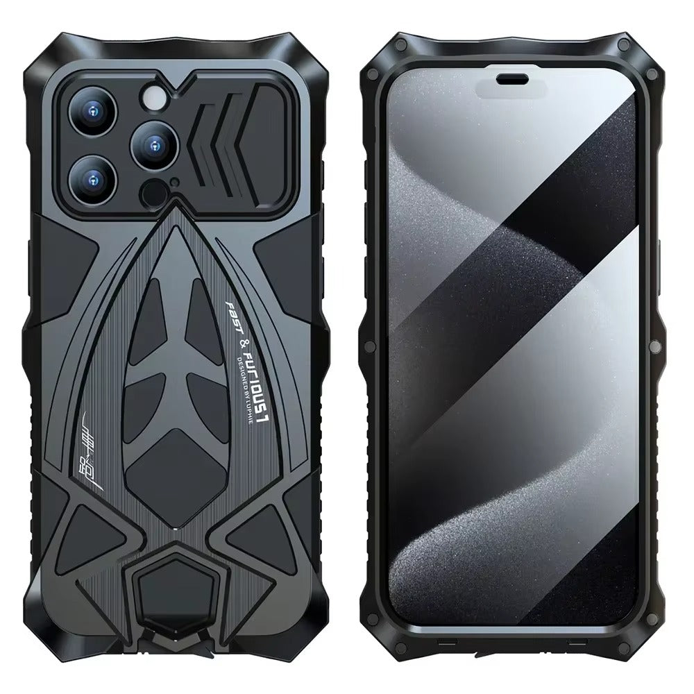 Robust Apple iPhone Case, MagSafe Compatible, Camera Lens & Screen Protection, Ultra Thin, Shockproof, Magnetic Full All Around Cover – 360° Full-Dome Armor Metal Case with Aluminum Bumper & Hybrid Rugged Protection