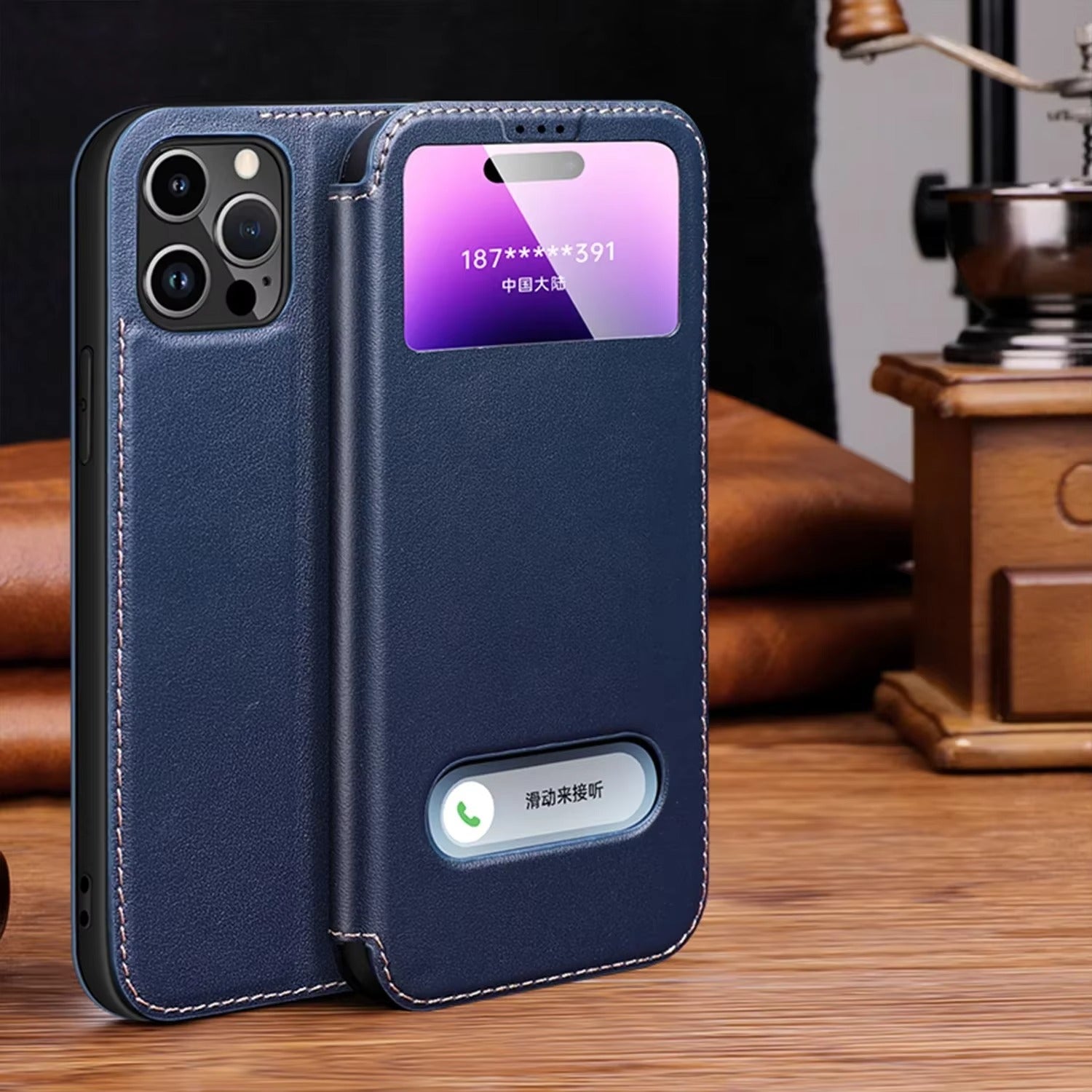 Luxury Apple iPhone Case, MagSafe Compatible, Camera Lens and Screen Protection, Ultra Thin, Shockproof, Magnetic, Full All Around Protection, Leather Clear View Cover