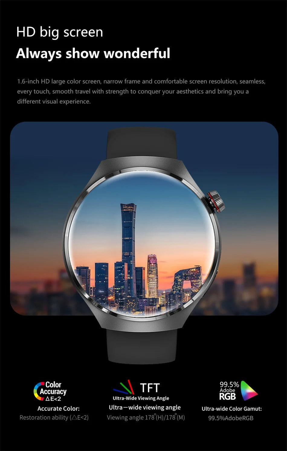 NFC GPS Smartwatch for Men – 1.6" AMOLED Display, Bluetooth Calling, Health & Fitness Tracker, Sleep Monitor, IP68 Waterproof, Long Battery Life, Voice Assistant