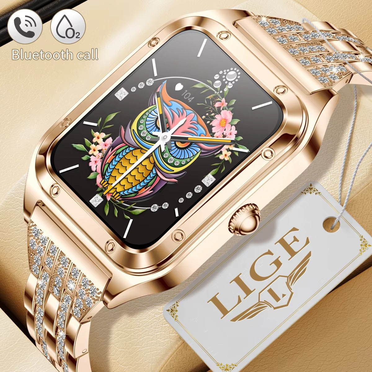 Luxury Women’s Smartwatch for iPhone – Bluetooth Call Fitness Tracker with Blood Pressure Monitor, Waterproof Sport Mode