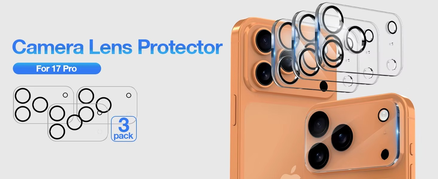 Premium Camera Lens Protector – 9H Tempered Glass Lens Cover with Scratch Resistance, Drop Protection, Ultra-Clear Transparency and Precision Camera Fit