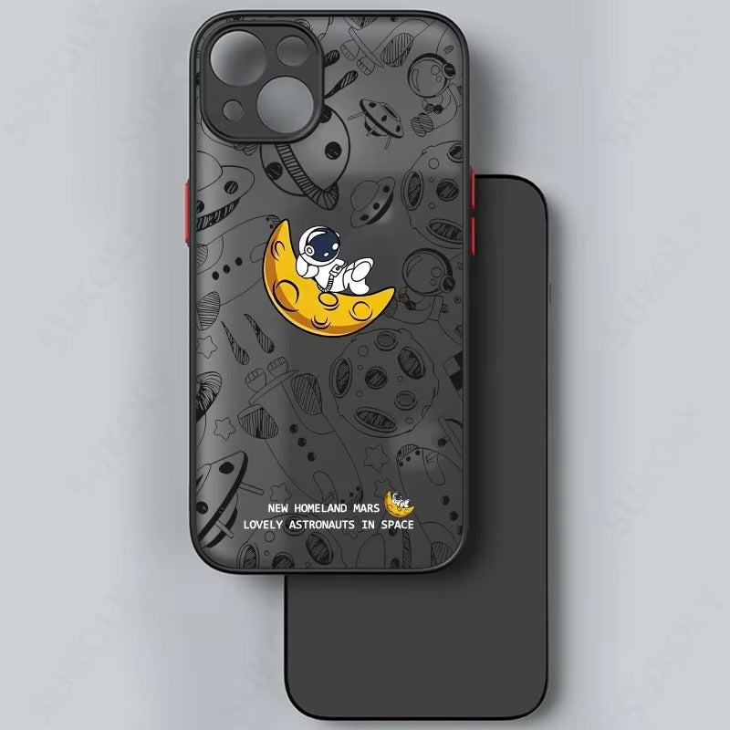 Robust Apple iPhone Case, MagSafe Compatible, Ultra Thin Screen Protection, Acrylic Matte Shell Featuring Astronaut Art