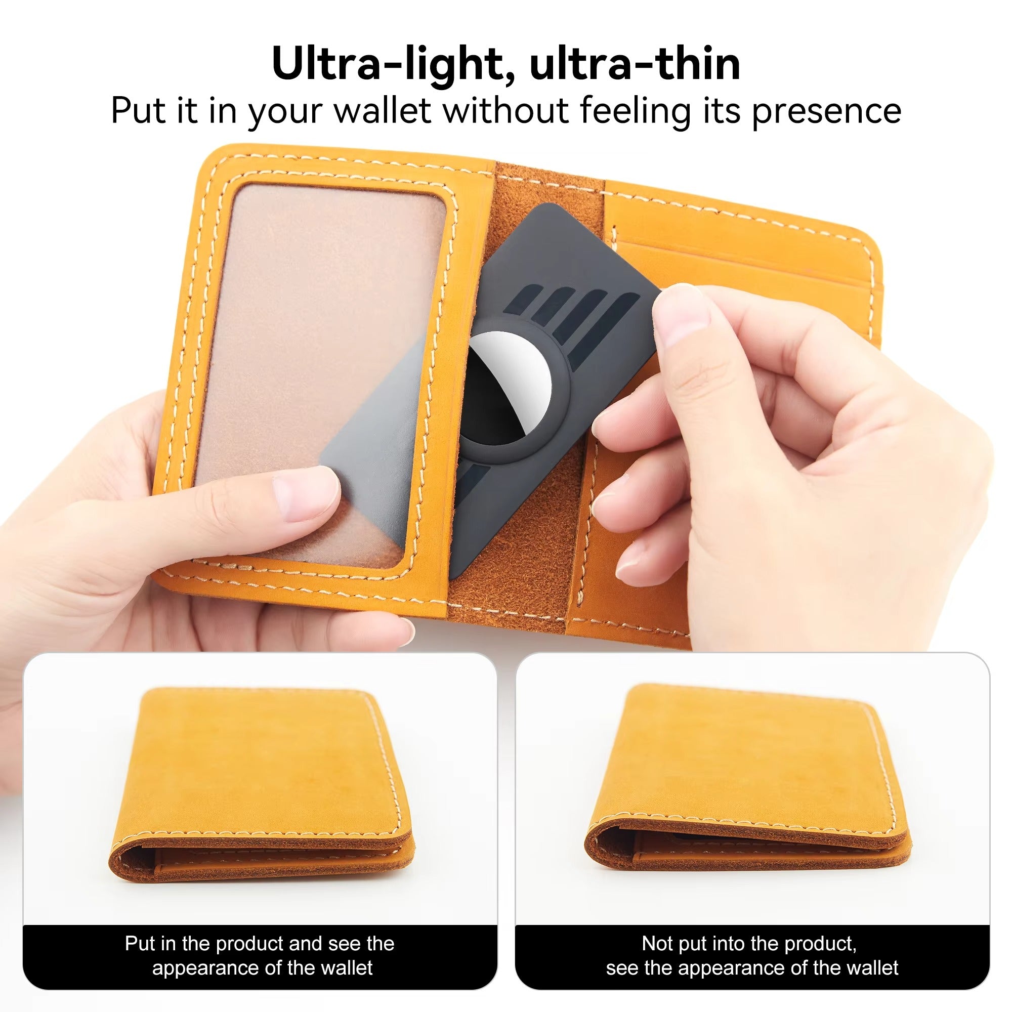 Premium Slim AirTag Wallet Case – Ultra-Thin Credit Card Holder Anti-Lost GPS Tracker Cover, Durable ABS Material, Lightweight Protective Sleeve for Wallets