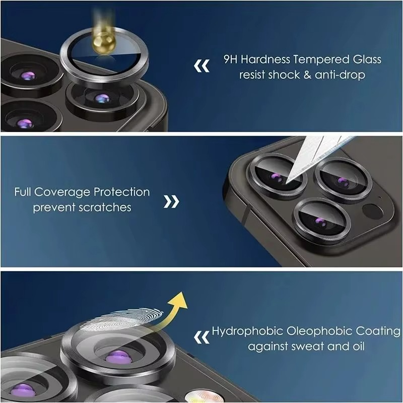 Premium Metal Camera Lens Protector – Tempered Glass Lens Cover Ring with Scratch Resistance, Shock Protection, Anti-Dust Coating and Precision Camera Protection