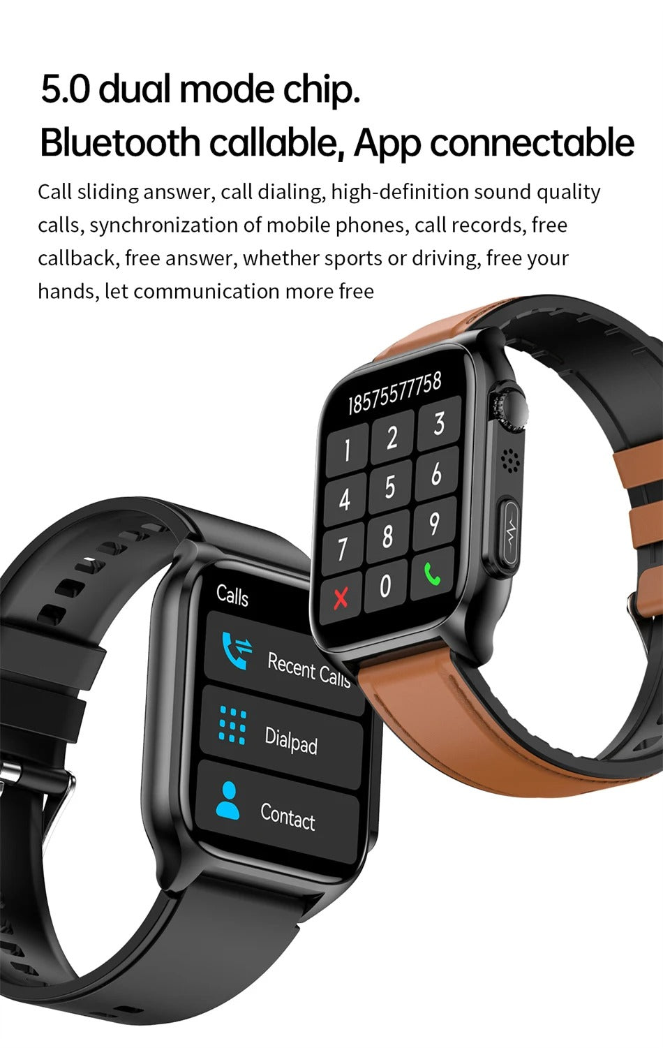 Premium Health Smartwatch for iPhone – Non-Invasive Blood Glucose Monitor with ECG+PPG, AI Voice Assistant, Bluetooth Calling