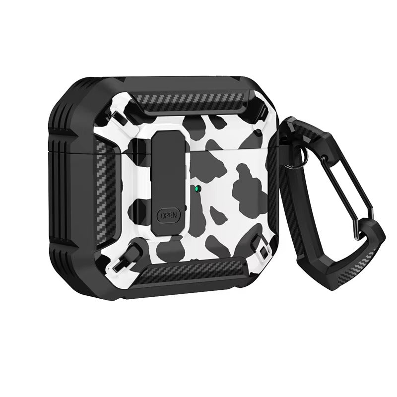 Premium Carbon Fiber AirPods Case Cover – Shockproof TPU Hard Shell with Secure Lock, Keychain, Wireless Charging Compatible for AirPods Pro 2, 3, 2, 1 & 4
