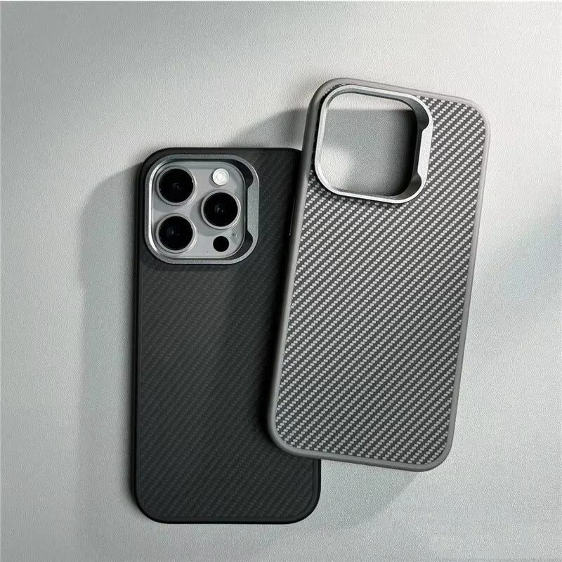 Luxury Apple iPhone Case, MagSafe Compatible, Camera Lens & Screen Protection, Ultra Thin, Shockproof, Magnetic Full All Around Cover – Carbon Fiber Texture Case with Soft Rubber Frame for Durable, Stylish Protection