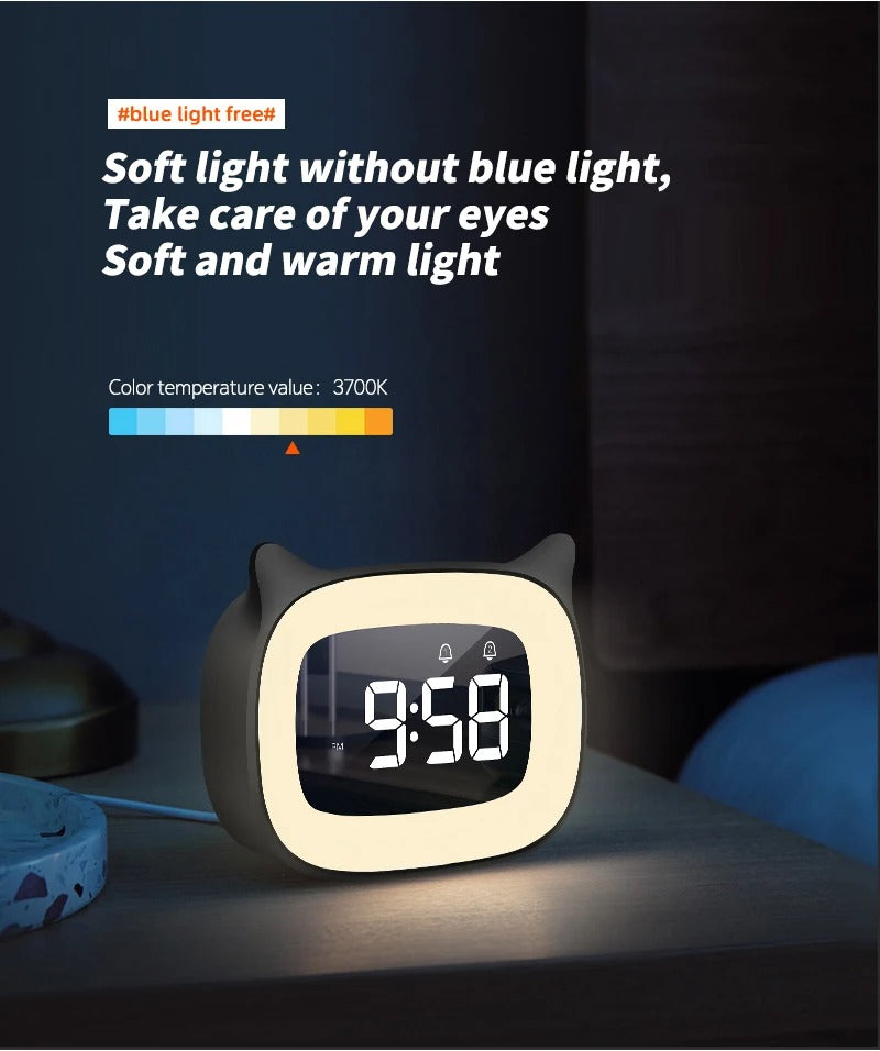 Premium Rechargeable LED Alarm Clock for iPhone Users – Touch Control Night Light, Always-On Display, 12/24H Music Desk Clock