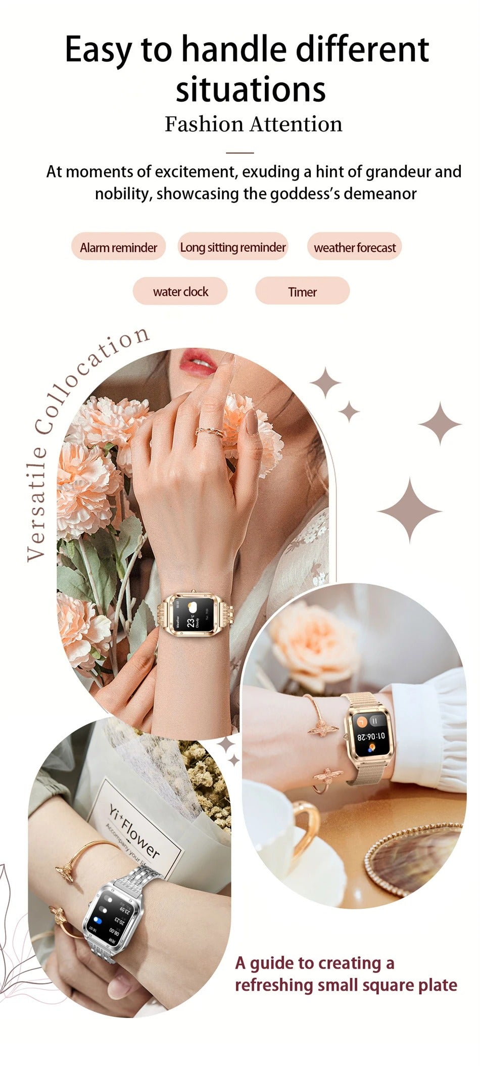 Luxury Women’s Smartwatch for iPhone – Bluetooth Call Fitness Tracker with Blood Pressure Monitor, Waterproof Sport Mode