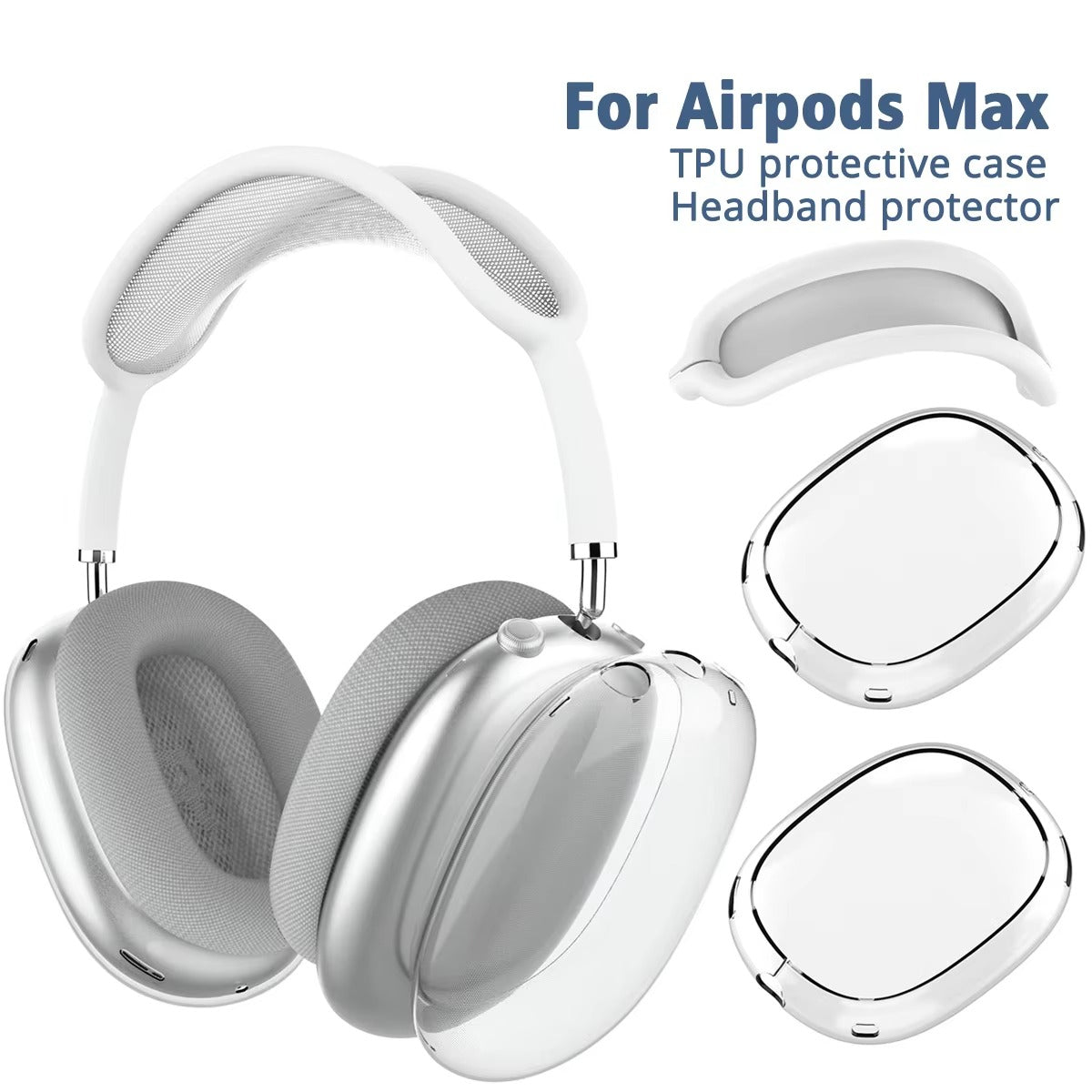 Premium Transparent TPU Case for AirPods Max – Soft, Anti-Scratch, Shockproof Protective Cover for Wireless Headphones, Lightweight and Snug Fit
