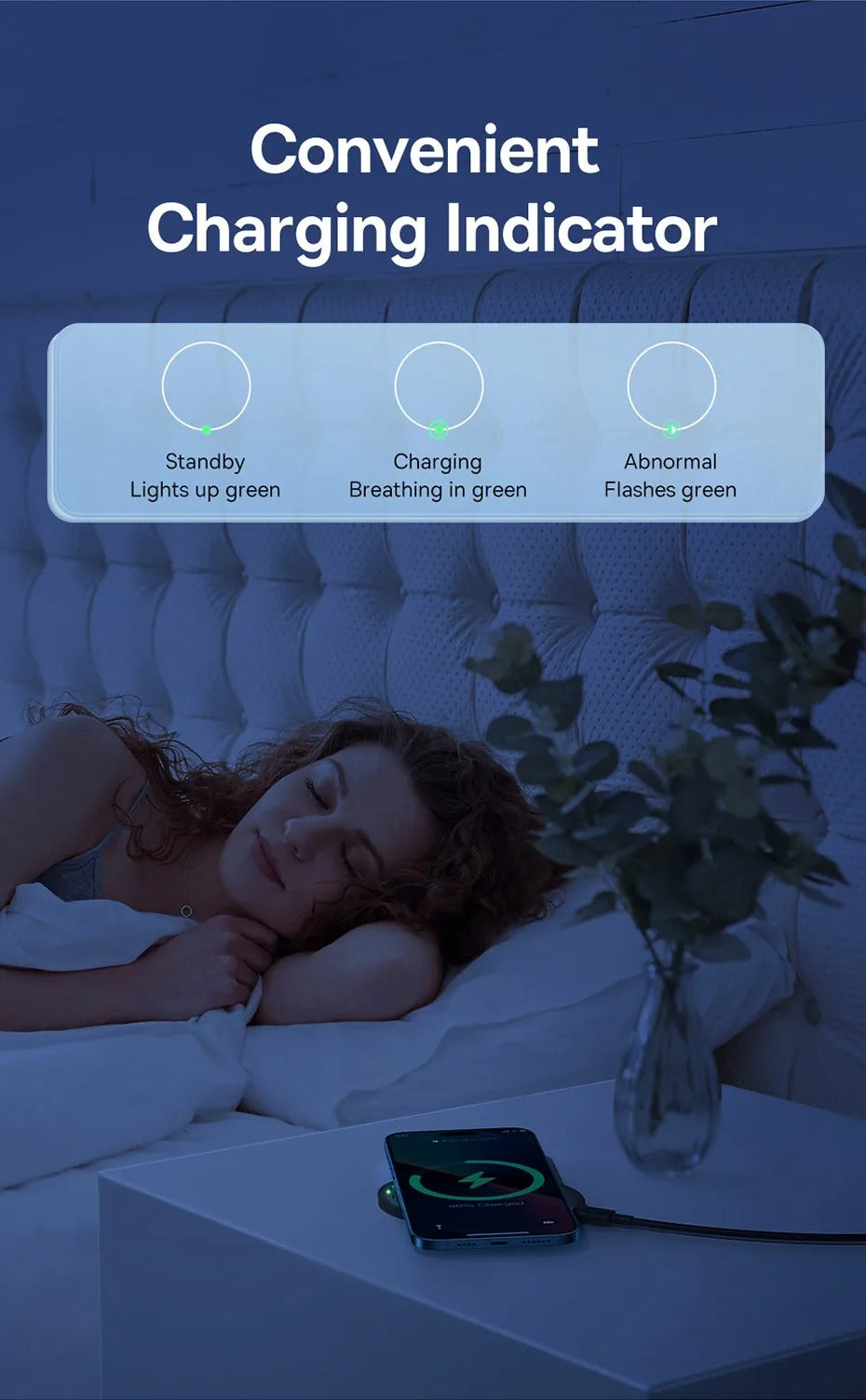 Premium 15W Wireless Charger Pad – Fast Qi Charging for iPhone, AirPods, Samsung, Xiaomi, LG, Clear Design, Type-C Cable, Charging Indicator