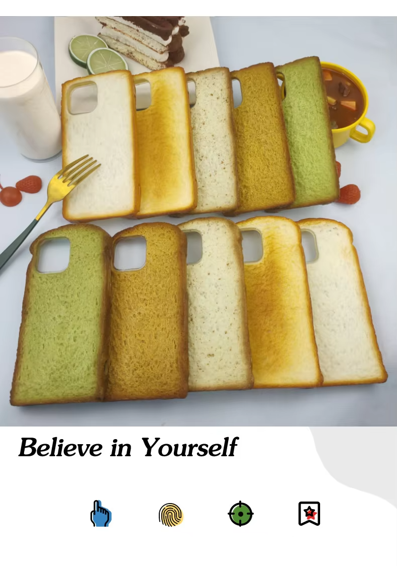 Premium Apple iPhone Case, MagSafe Compatible, Camera Lens and Screen Protection, Ultra Thin, Shockproof, Magnetic, Full All Around Protection, 3D Toast Bread Soft Cover