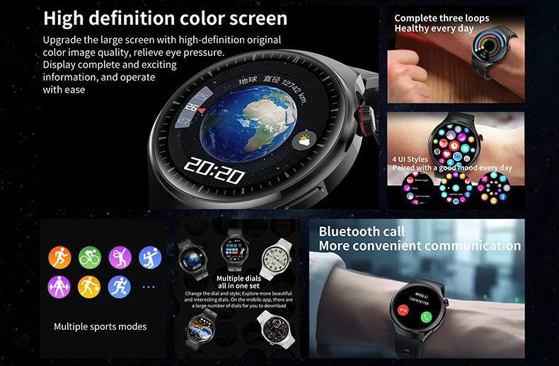 Premium AMOLED GPS Smart Watch – 1.46" HD Display, Bluetooth Calling, Fitness Tracker, IP68 Waterproof, Heart Rate & Sleep Monitor, NFC, Wireless Charging