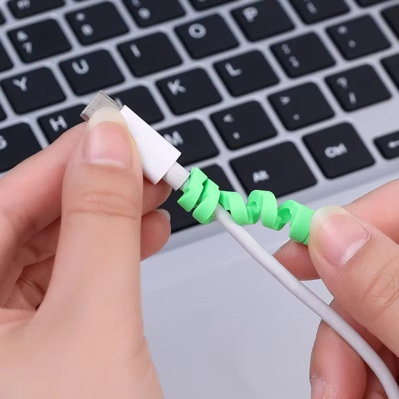High Quality Cable Protector, 1/12pcs Universal Silicone Spiral Winder – Wire Organizer Cover for iPhone, USB Charger, Data