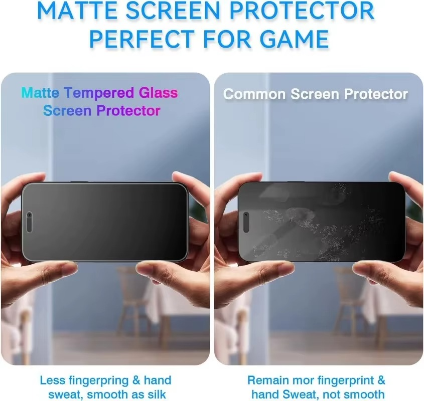Premium Matte Privacy Screen Protector for iPhone – Anti-Spy Tempered Glass with Oleophobic Coating, Anti-Glare Protection and Easy Installation Frame
