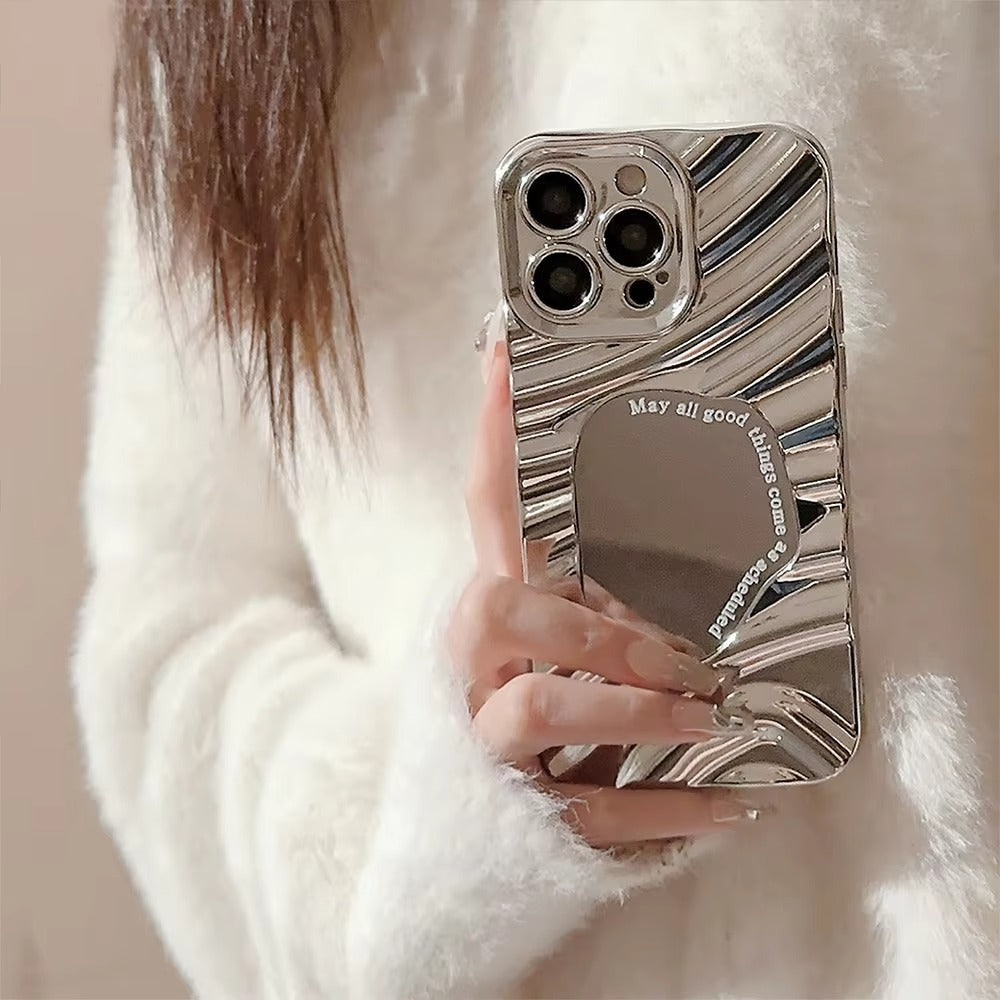 Luxury Apple iPhone Case, MagSafe Compatible, Camera Lens and Screen Protection, Ultra Thin, Shockproof, Magnetic, Full All Around Protection, Wavy Mirror Bumper Cover