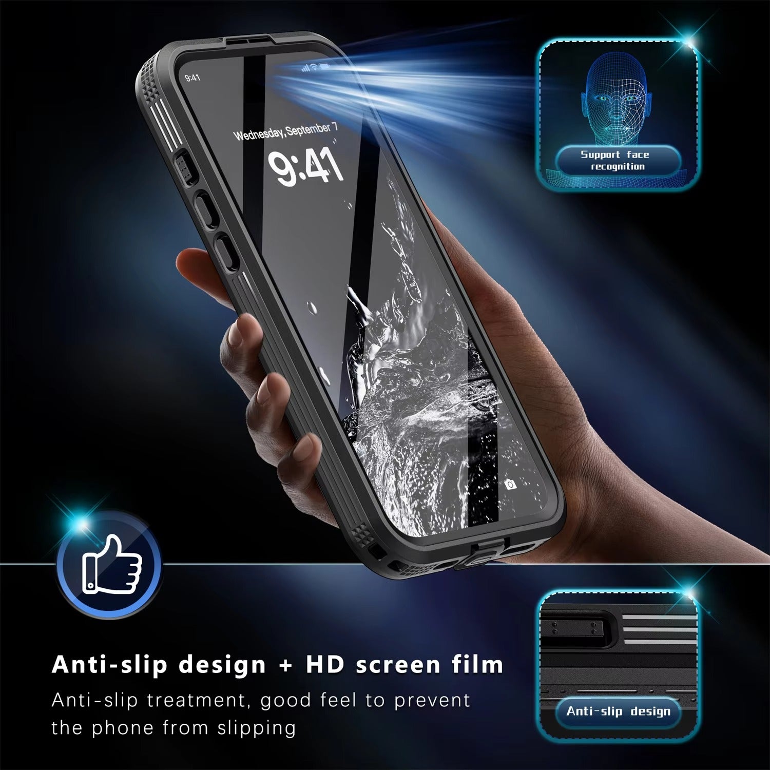 Premium Apple iPhone Case MagSafe Compatible, Camera Lens & Screen Protection, Ultra Thin Shockproof Magnetic Full All Around Protection Cover with IP68 Waterproof Charging Design