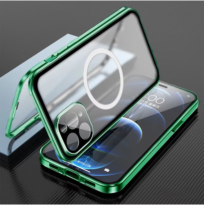 Premium Apple iPhone Case, MagSafe Compatible, Camera Lens & Screen Protection, Ultra Thin, Shockproof, Magnetic Full All Around Cover – 360° Metal Frame Case with Aluminum Alloy & Full Screen Protection